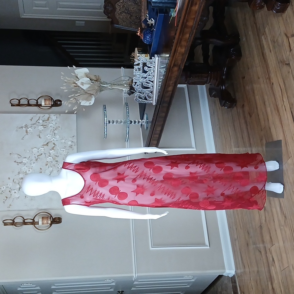 Victoria's Secret Gold Label Super Sexy  Red Sheer Slip Maxi Dress. Size S